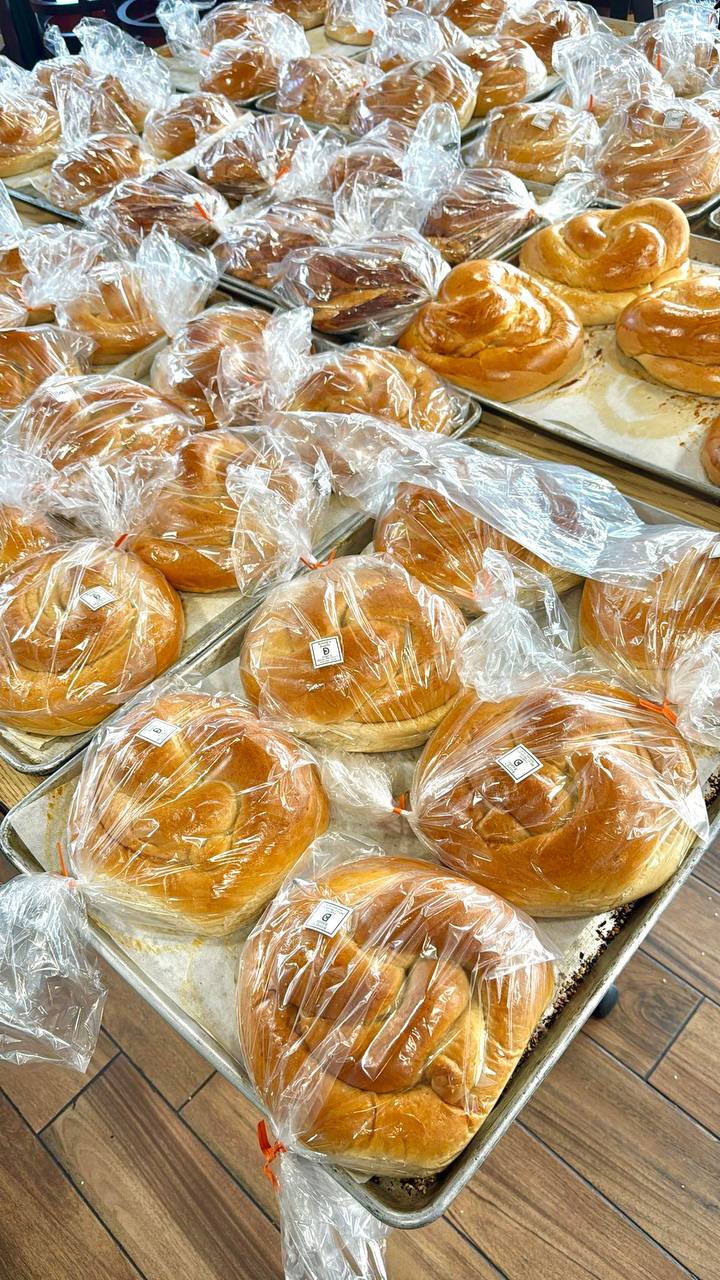 Fresh baked cinnamon roll at Benny's Bagels kosher bakery Dallas