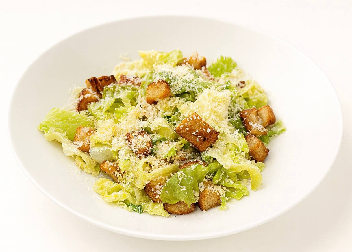 Caesar salad with homemade croutons at Benny's Bagels kosher restaurant Dallas